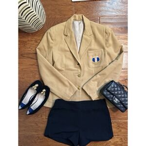 VTG Robert Rollins NYC Camel Wool Blazer Jacket Tau Beta Delta Sorority Crest